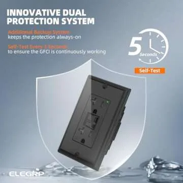 Reliable ELEGRP GFCI Outlet with Self-Test - Black