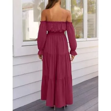 ZESICA Boho Off Shoulder Maxi Dress for All Occasions