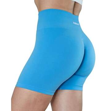 AUROLA Intensify Workout Shorts for Women Seamless Scrunch Short Gym Yoga Running Sport Active Exercise Fitness Shorts(S,Azure Blue)