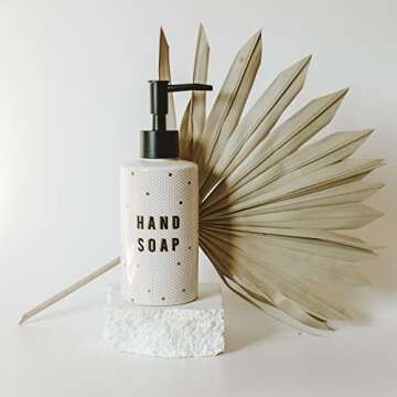 Sweet Water Decor Gold Tile Hand Soap Dispenser | Refill Hand Soap Dispenser | 8.5 oz Refillable Whi...