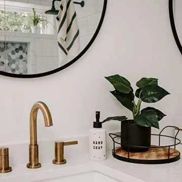 Sweet Water Decor Gold Tile Hand Soap Dispenser | Refill Hand Soap Dispenser | 8.5 oz Refillable White and Gold Honeycomb Design Tile Dispenser | Rustic, Modern, Farmhouse Gift