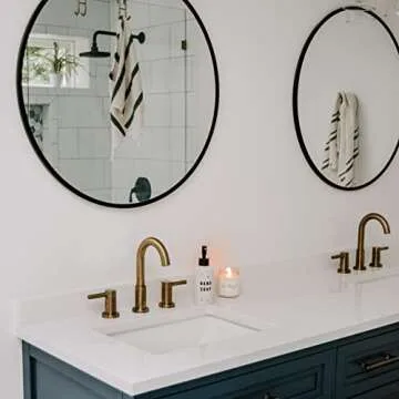 Sweet Water Decor Gold Tile Hand Soap Dispenser | Refill Hand Soap Dispenser | 8.5 oz Refillable White and Gold Honeycomb Design Tile Dispenser | Rustic, Modern, Farmhouse Gift