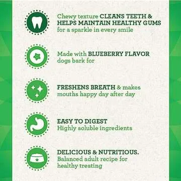 Greenies Bursting Blueberry Dog Dental Treat Regular Size 12 count - Pack of 3