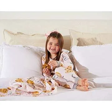 Mud Pie Baby Girls' Milk and Cookies Pajama Set, Pink, 12-18, 12 Months-18 Months