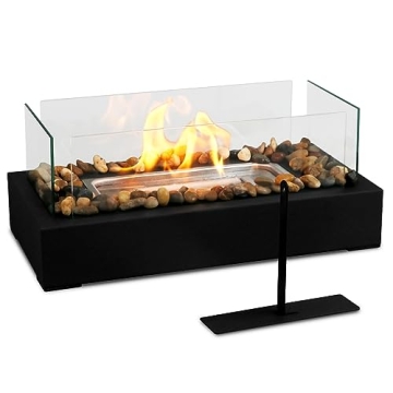 KORNIFUL Tabletop Fire Pit - Safer Stainless Steel Small Table Fireplace with Cobblestone for Dinner...