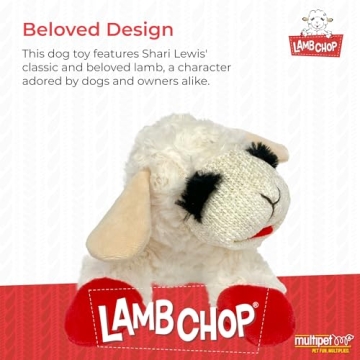 Multipet Mini Lamb Chop Officially Licensed, Plush, Squeak Pet Toy (White, 10')