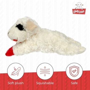 Multipet Mini Lamb Chop Officially Licensed, Plush, Squeak Pet Toy (White, 10')