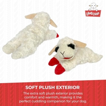 Multipet Mini Lamb Chop Officially Licensed, Plush, Squeak Pet Toy (White, 10')