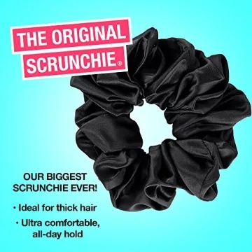 Stylish Scunci Waffle-Knit Scrunchie Jumbo Size in Black
