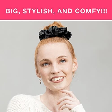 Stylish Scunci Waffle-Knit Scrunchie Jumbo Size in Black