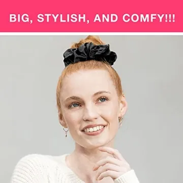 Stylish Scunci Waffle-Knit Scrunchie Jumbo Size in Black