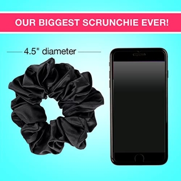 Stylish Scunci Waffle-Knit Scrunchie Jumbo Size in Black