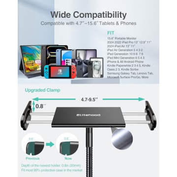 Elitehood Stable Height Adjustable iPad Stand for All Tablets