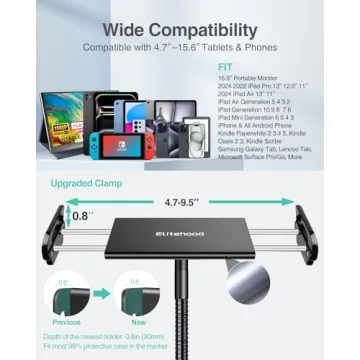 Elitehood Stable Height Adjustable iPad Stand for All Tablets