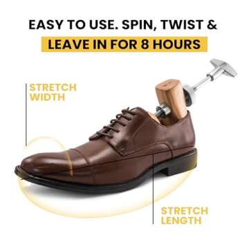 HOUNDSBAY Shoe Stretcher, Bulldog Premium Professional 2-way Wooden Shoe Stretcher for Men, Shoe Widener & Stretcher for Men with Wide Feet