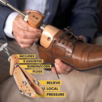 HOUNDSBAY Shoe Stretcher, Bulldog Premium Professional 2-way Wooden Shoe Stretcher for Men, Shoe Widener & Stretcher for Men with Wide Feet