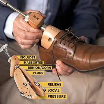 HOUNDSBAY Shoe Stretcher, Bulldog Premium Professional 2-way Wooden Shoe Stretcher for Men, Shoe Widener & Stretcher for Men with Wide Feet