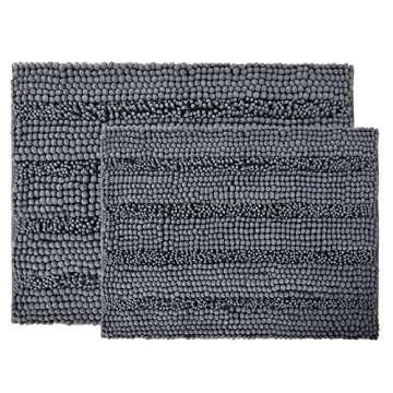 NICETOWN Grey Bathroom Rug Sets, Extra Thick Bath Rugs for Bathroom, Anti-Slip Soft Plush Chenille S...