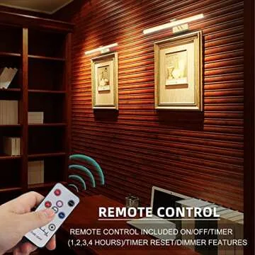 RAIFOOLLY Picture Light, Rechargeable Art Lights for Paintings,Remote Control Display Accent Light with Timer and Dimmable for Mirror,Frame,Portrait,Dart Board-Gold