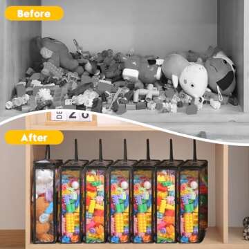 Remittur 10 PCS Clear Zippered Toy Storage Bags with handle, Kids Toy Storage Organizer with Mesh Po...