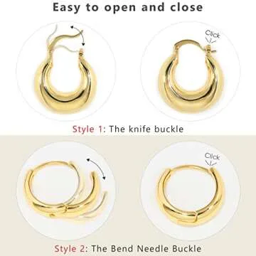 Adoyi Gold Hoop Earrings Set - Elegant 14K Plated Hoops
