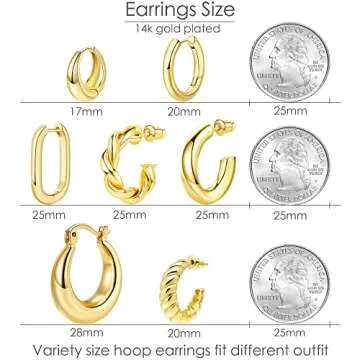 Adoyi Gold Hoop Earrings Set - Elegant 14K Plated Hoops