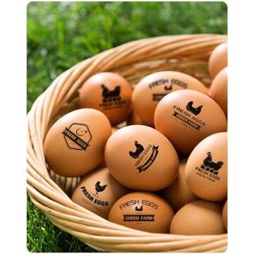 Custom Egg Stamps for Fresh Eggs Personalized, Personalized Chicken Egg Stamp with Logo Name, Customized Egg Stamper for Chicken Eggs, Custom Rubber Stamps for Farm Chicken Coop Branding 1"