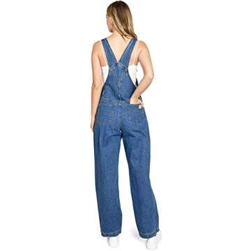 Lana Roux 90s Retro Dungaree Utility Denim Twill Jumpsuit Overalls (Medium Denim, Medium)