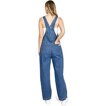Lana Roux 90s Retro Dungaree Utility Denim Twill Jumpsuit Overalls (Medium Denim, Medium)