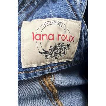 Lana Roux 90s Retro Dungaree Utility Denim Twill Jumpsuit Overalls (Medium Denim, Medium)