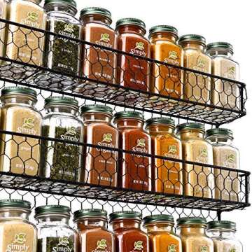 Urban Deco Tiered Spice Rack Organizer For Cabinet Wall Mounted Spice Rack Shelf Stylish Door Mount Spice Rack - Black Hanging Spice Rack For Wall - 4 Tiered Seasoning Rack