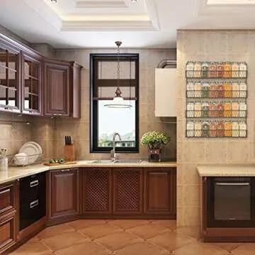 Urban Deco Tiered Spice Rack Organizer For Cabinet Wall Mounted Spice Rack Shelf Stylish Door Mount Spice Rack - Black Hanging Spice Rack For Wall - 4 Tiered Seasoning Rack