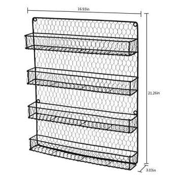 Urban Deco Tiered Spice Rack Organizer For Cabinet Wall Mounted Spice Rack Shelf Stylish Door Mount Spice Rack - Black Hanging Spice Rack For Wall - 4 Tiered Seasoning Rack