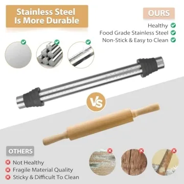 Adjustable Non-Stick Rolling Pin for Easy Baking