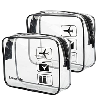 Lermende 2 PCS TSA Approved Clear Toiletry Bags for Travel and More