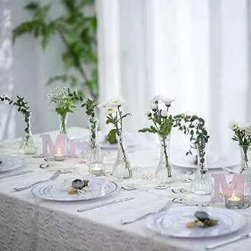 Glass Bud Vase Set of 12 - Hewory Small Vases for Flowers, Clear Bud Vases in Bulk, Cute Glass Vases...