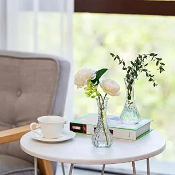 Glass Bud Vase Set of 12 - Hewory Small Vases for Flowers, Clear Bud Vases in Bulk, Cute Glass Vases for Centerpieces, Mini Floral Vase for Wedding, Events, Home Decor, Table Centerpiece