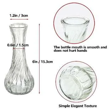 Glass Bud Vase Set of 12 - Hewory Small Vases for Flowers, Clear Bud Vases in Bulk, Cute Glass Vases for Centerpieces, Mini Floral Vase for Wedding, Events, Home Decor, Table Centerpiece