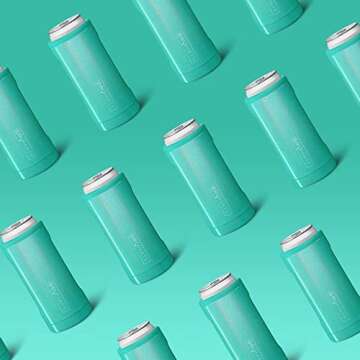 BrüMate Hopsulator Slim Can Cooler Insulated for 12oz Slim Cans | Skinny Can Insulated Stainless Steel Drink Holder for Hard Seltzer, Beer, Soda, and Energy Drinks (Glitter Peacock)