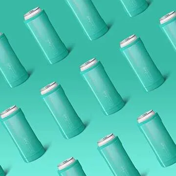 BrüMate Hopsulator Slim Can Cooler Insulated for 12oz Slim Cans | Skinny Can Insulated Stainless Steel Drink Holder for Hard Seltzer, Beer, Soda, and Energy Drinks (Glitter Peacock)