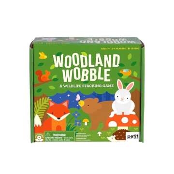 Petit Collage: Woodland Wobble | Wooden Stacking Game for Kids | Roll The Die and Stack The Objects ...