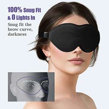 onaEz Sleep Mask, 3D Contoured Light Blocking Eye Mask