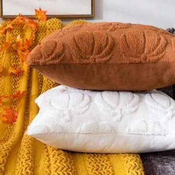 COSIBONO Pumpkin Fall Decorative Throw Pillow Covers 18"x18", Set of 2 Cream White Soft Faux Fur Pillow Covers for Autumn Harvest, Fluffy Plush Accent Pillow Cases for Farmhouse Couch Cushion Covers