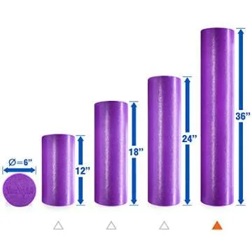 Yes4All Soft-Density Round PE Foam Roller for Pilates, Yoga, Stretching, Balance & Core Exercises - 18 inch Purple