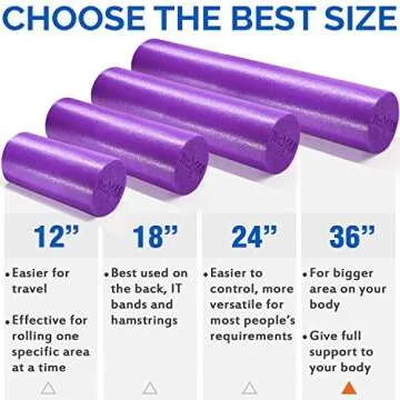 Yes4All Soft-Density Round PE Foam Roller for Pilates, Yoga, Stretching, Balance & Core Exercises - 18 inch Purple