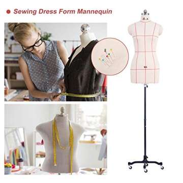 JLXJ Adjustable Dress Form Female Mannequin Torso Body for Creative Sewing Projects