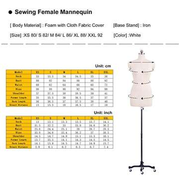 Adjustable JLXJ Dress Form Female Mannequin for Sewing