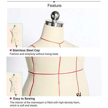 Adjustable JLXJ Dress Form Female Mannequin for Sewing