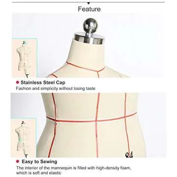 Adjustable JLXJ Dress Form Female Mannequin for Sewing