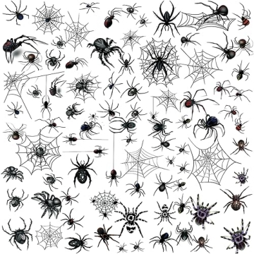 XIYOKA 80+ PCS Halloween Spider Web Temporary Tattoos Makeup Kit